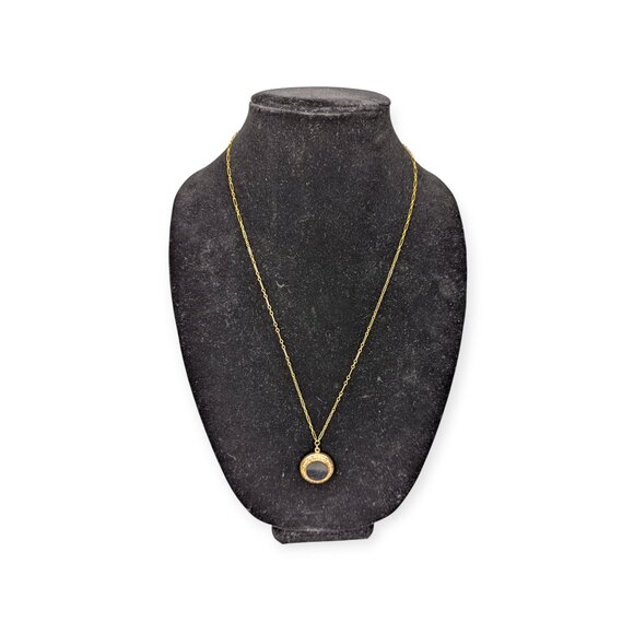 Antique Mourning Gold Locket Necklace 1/20 12KT Gold Filled Magnet Chain - Picture 2 of 15